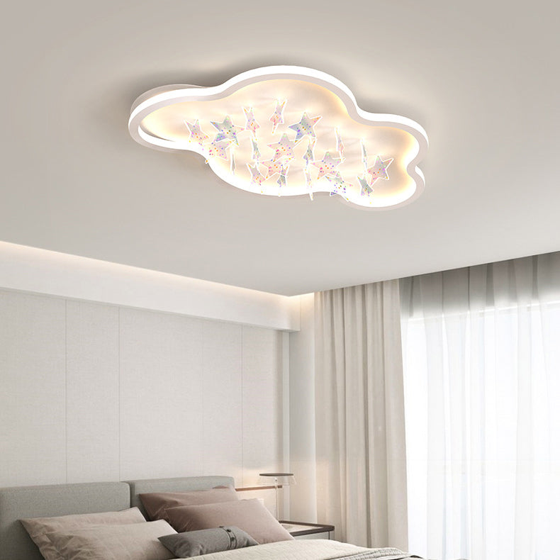 Zeitgenössische kreative Eisen Acryl Runde Wolke Stern Stück LED Unterputz Deckenleuchte für Wohnzimmer 