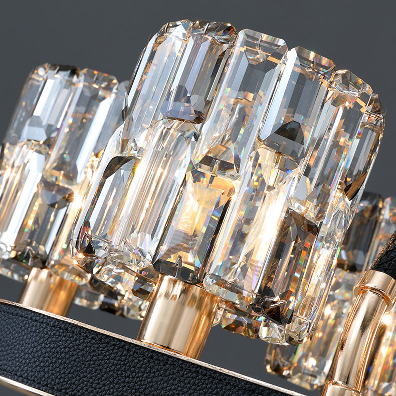 Lustre Cylindrique Moderne en Fer Rond avec Cristaux 6/8 Lumières pour Salon 