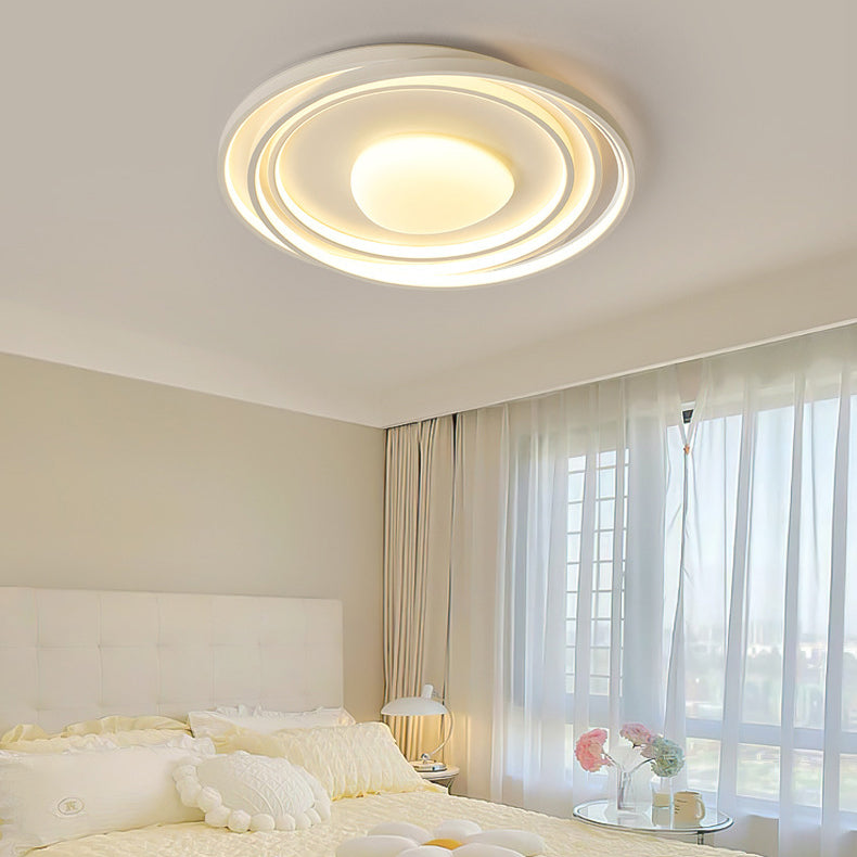 Moderne minimalistische Creme Runde Acryl Eisen LED Unterputz Deckenleuchte für Wohnzimmer 