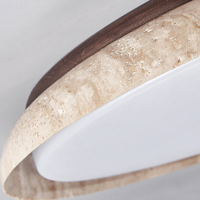Luz de techo empotrada LED de acrílico de madera maciza travertino estilo disco redondo japonés tradicional para dormitorio 