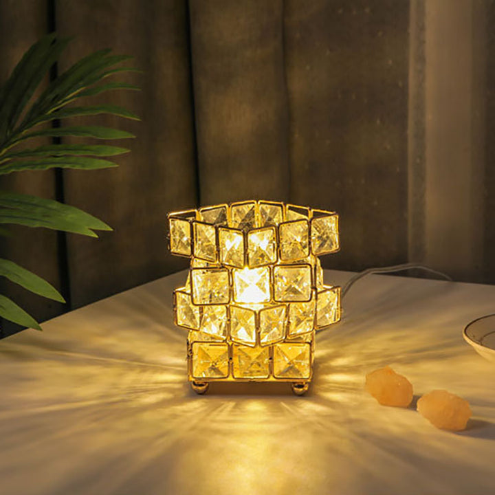 Contemporary Creative Hardware Cube 1-Light Table Lamp For Bedroom