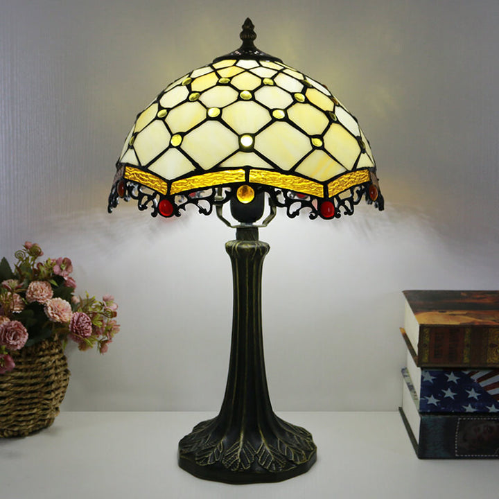 Traditionelle Tiffany Buntglas Kuppel Hardware Basis 1-Licht Tischlampe für Home Office 