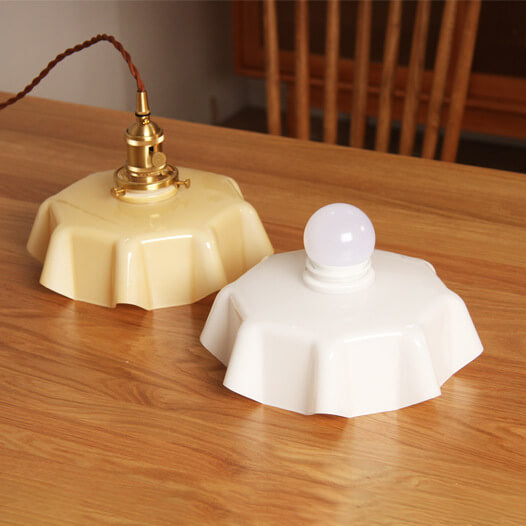 Lámpara colgante de 1 luz con forma de flor de vidrio tradicional francesa para sala de estar 