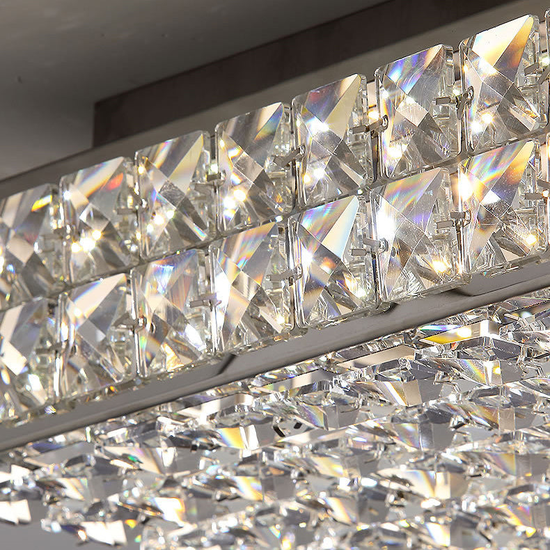 Moderne Luxus Edelstahl Kristall Quadrat Rechteckigen Würfel LED Unterputz Deckenleuchte Für Wohnzimmer 