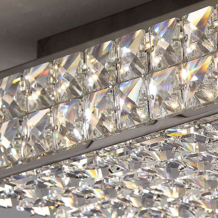 Moderne Luxus Edelstahl Kristall Quadrat Rechteckigen Würfel LED Unterputz Deckenleuchte Für Wohnzimmer 