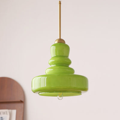 Moderne bunte Glas-Kürbis-Schirm 1-Licht Pendelleuchte 