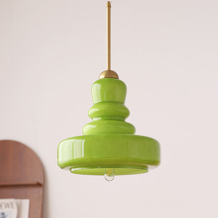 Moderne bunte Glas-Kürbis-Schirm 1-Licht Pendelleuchte 