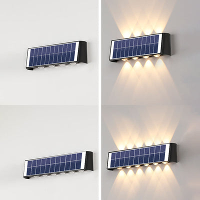 مصباح حائطي LED مستطيل مقاوم للماء من ABS PMMA بتصميم عصري بسيط للطاقة الشمسية للفناء الخارجي 