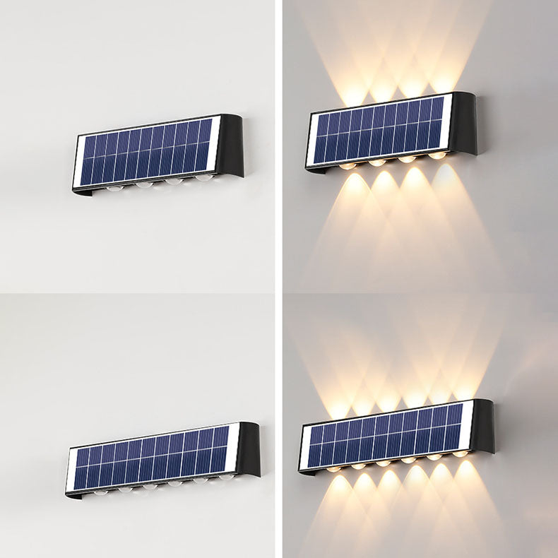 مصباح حائطي LED مستطيل مقاوم للماء من ABS PMMA بتصميم عصري بسيط للطاقة الشمسية للفناء الخارجي 