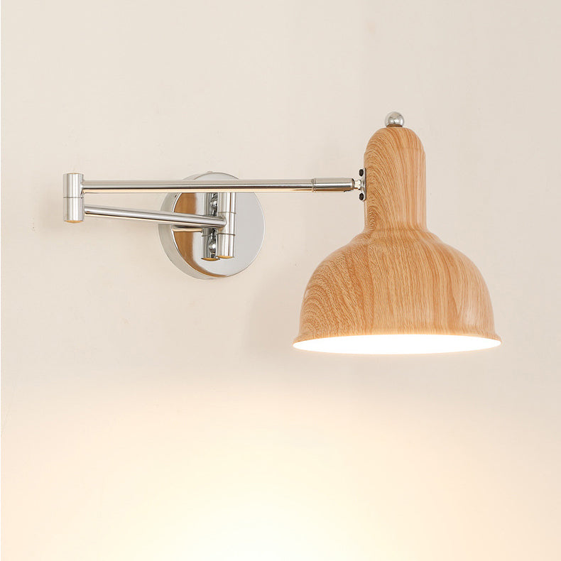 Applique murale contemporaine scandinave en fer métallique rond hémisphérique à bras réglable 1 lumière pour chevet 