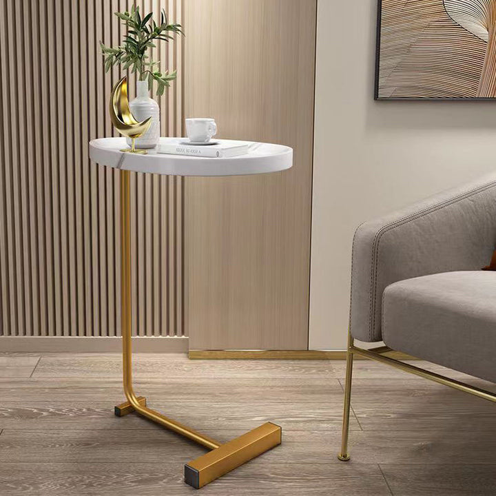 Modern Minimalist Water Drops Oval Medium-Density Fiberboard Iron End Table For Living Room
