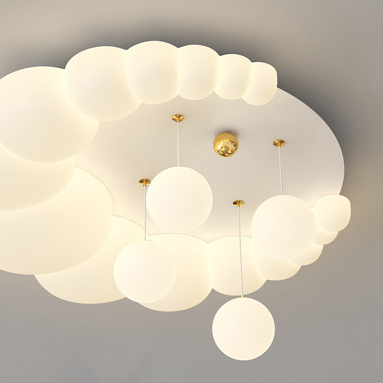 Zeitgenössische Nordic Kids Eisen PE Elliptische Runde Ball Blume Mond LED Unterputz Deckenleuchte Für Schlafzimmer 