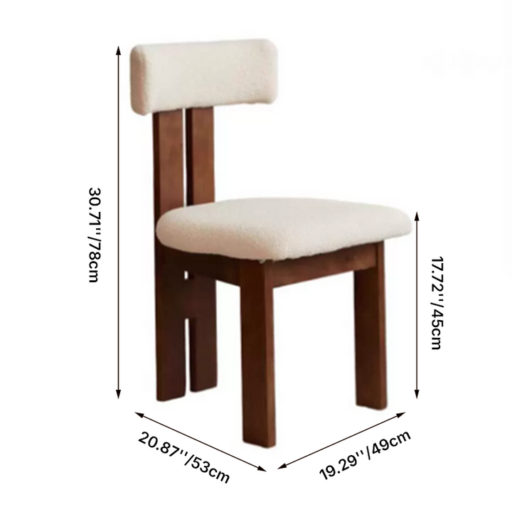 Chaise de salle à manger contemporaine scandinave semi-ronde en bois massif avec dossier en éponge à haute résilience en laine d&