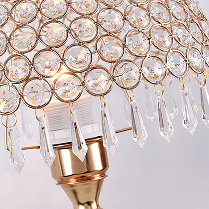Pantalla de tela de lujo contemporánea con bola de cristal y base de hierro, lámpara de mesa de 1 luz para oficina en casa 