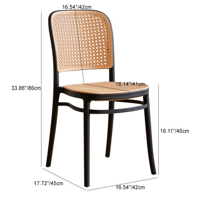 Silla de comedor de plástico de ratán cuadrada minimalista moderna para comedor 