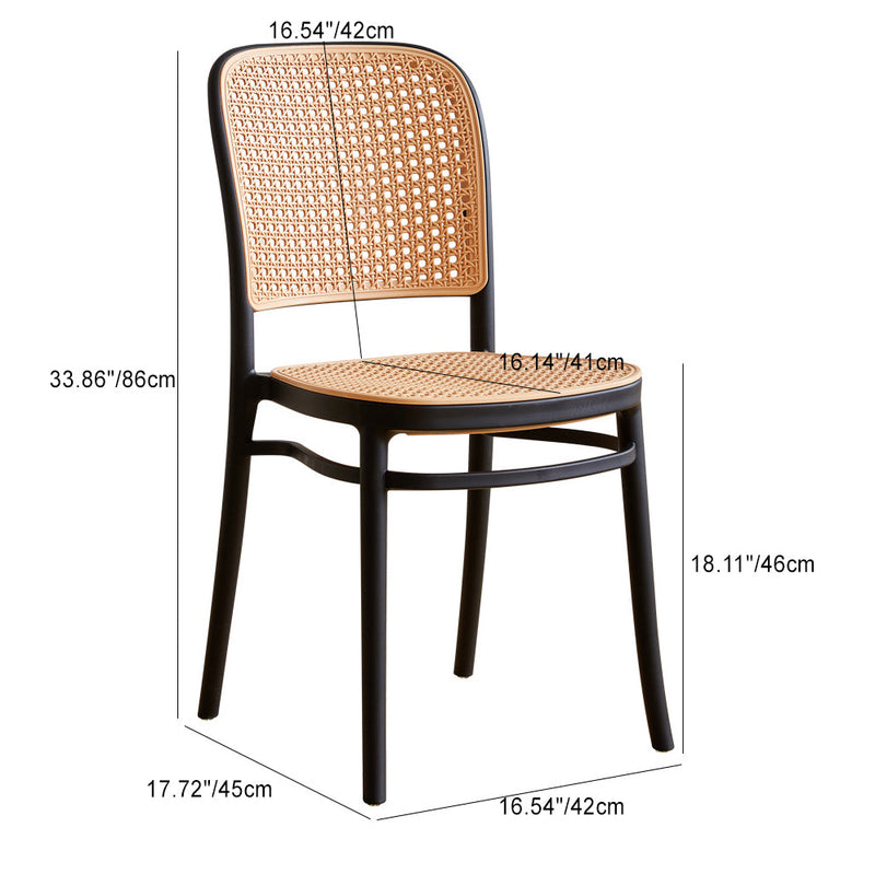Silla de comedor de plástico de ratán cuadrada minimalista moderna para comedor 
