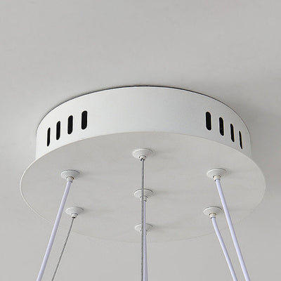 Zeitgenössischer Luxus-Kreis-Ring-Schatten-ABS-Schwan-Dekor-LED-Kronleuchter für Wohnzimmer 