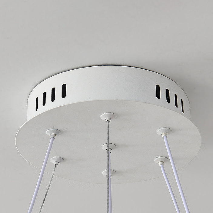 Zeitgenössischer Luxus-Kreis-Ring-Schatten-ABS-Schwan-Dekor-LED-Kronleuchter für Wohnzimmer 