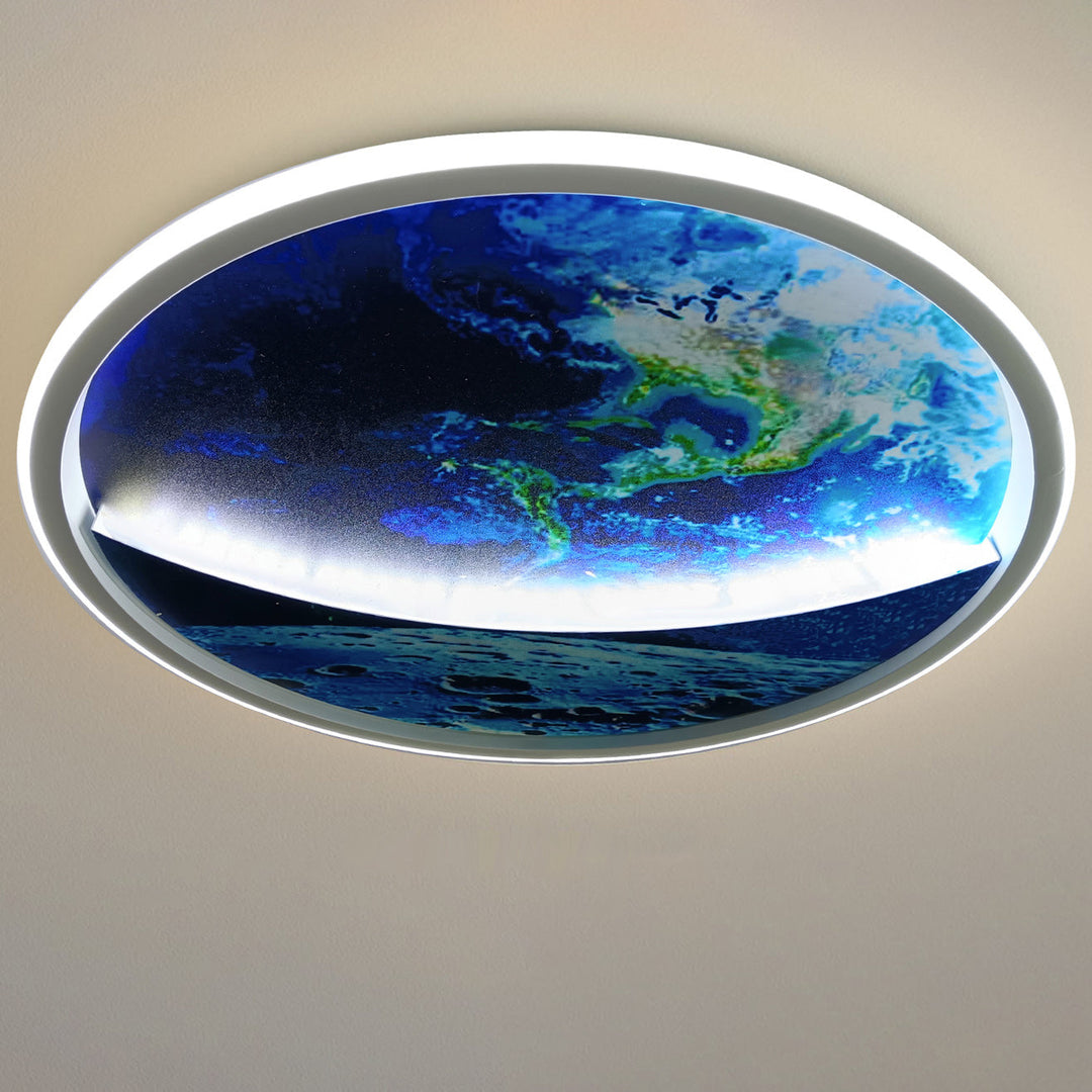 Moderne Art Deco Planet Erde Runde Silizium Eisen LED Unterputz Deckenleuchte für Wohnzimmer 