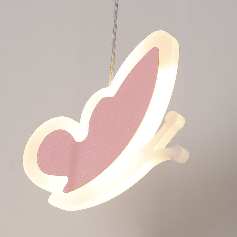 Moderner minimalistischer Herz-Schmetterling-Blumen-Acryl-LED-Kronleuchter 