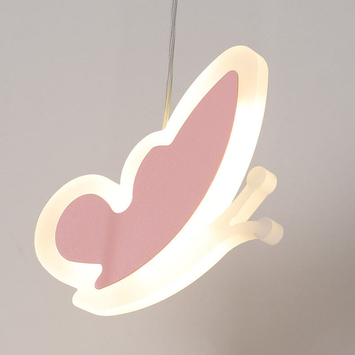 Moderner minimalistischer Herz-Schmetterling-Blumen-Acryl-LED-Kronleuchter 