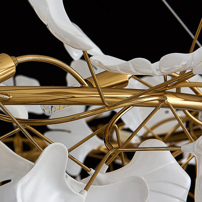 Lustre contemporain nordique en fer et acrylique Ginkgo à 10 lumières pour salon 