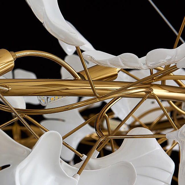 Lustre contemporain nordique en fer et acrylique Ginkgo à 10 lumières pour salon 