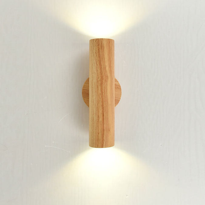 Applique murale LED à double tête en bois massif simple et moderne 
