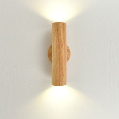 Modern Simple Warm Solid Wood Strip Double Head LED Wall Sconce Lamp