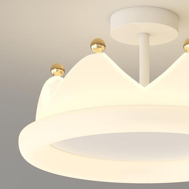 Zeitgenössische kreative Kinder Krone Eisen PE LED halb bündige Deckenleuchte für das Schlafzimmer 