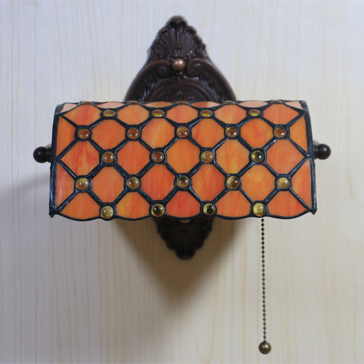 Traditional Tiffany Lucite Beads Stained Glass 1-Light Wall Sconce Lamp For Bedroom