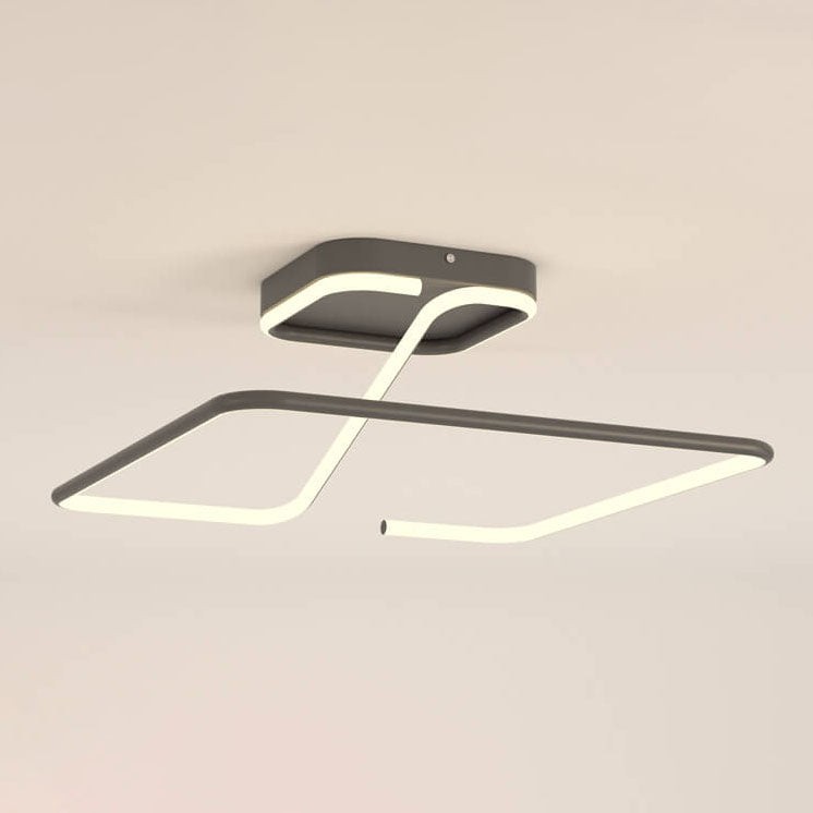 Modern Minimalist Lines Rectangular Iron Acrylic LED Flush Mount Ceiling Light