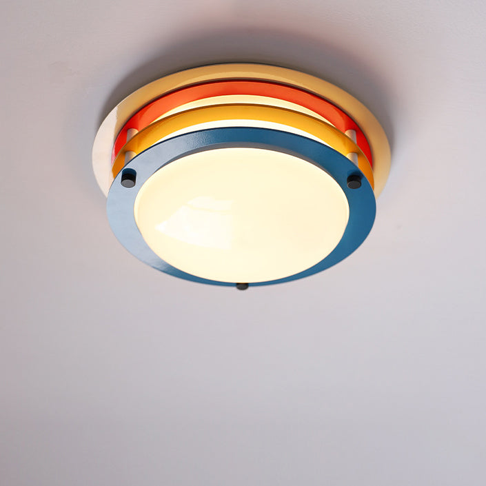 Moderne minimalistische bunte Eisen-Acryl-Disc Splicing LED Unterputz-Deckenleuchte für Schlafzimmer 