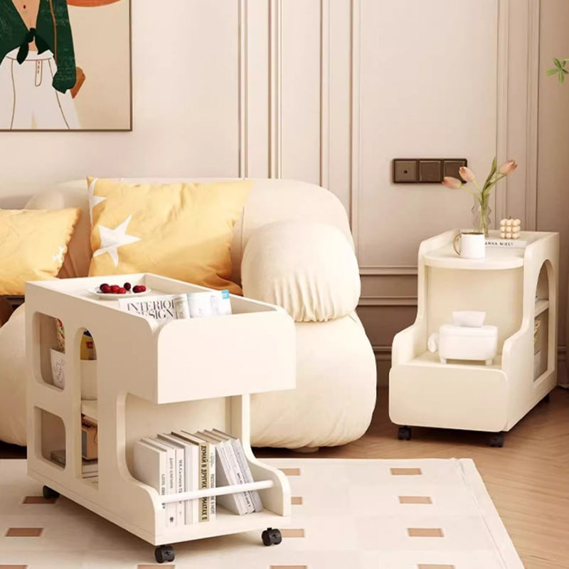 Mesa Auxiliar de Madera con Panel de Densidad Rectangular Desmontable Minimalista Moderna de 2 Niveles para Sala de Estar 