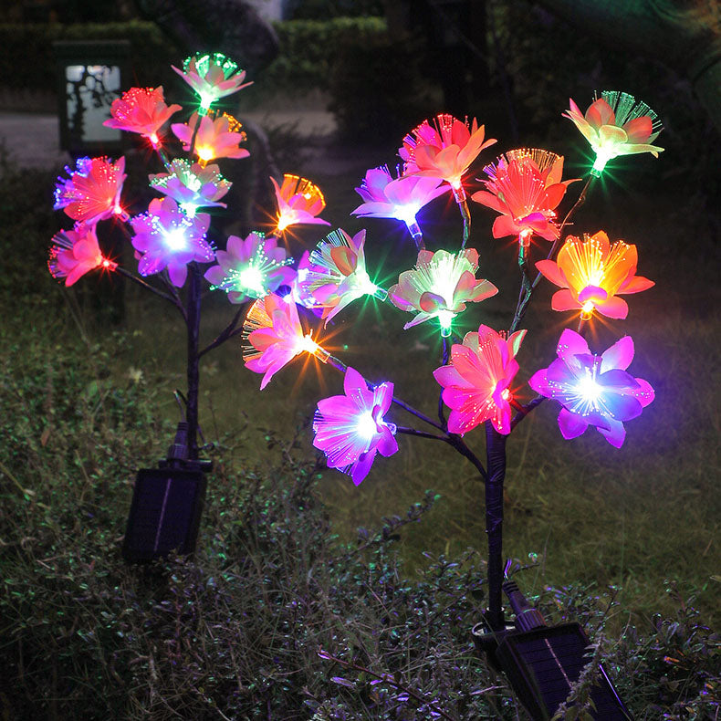 Lumière de pelouse décorative à fiche de sol LED Camélia ABS créative moderne solaire 
