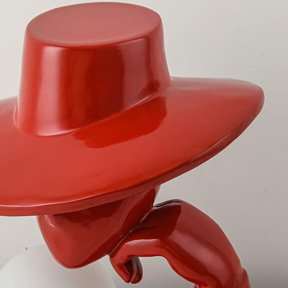 Moderne abstrakte Kunstskulptur einer menschlichen Figur mit Hut FRP 1-Licht Tischlampe 