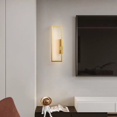 Moderne Mid-Century Wandleuchte aus Kupfer im rechteckigen geometrischen Design mit LED für das Bett 