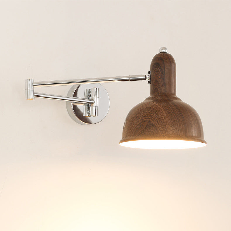 Applique murale contemporaine scandinave en fer métallique rond hémisphérique à bras réglable 1 lumière pour chevet 