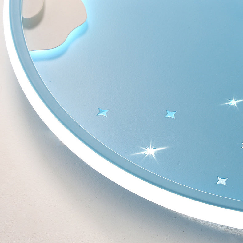 Lustre Plafonnier LED Rond Nuage Astronaute en Fer Créatif Contemporain pour Chambre d&