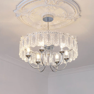 Porte-bougie rond en verre et fer traditionnel français 4/5/6 Lumières Lustres pour chambre 