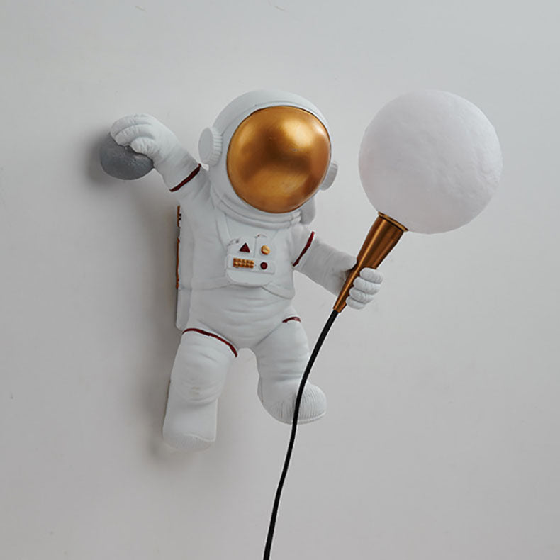 Zeitgenössische kreative Cartoon Astronaut Harz ABS 1-Licht Wandleuchte Lampe für Schlafzimmer 