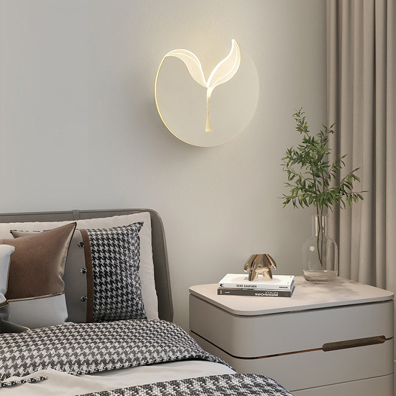 Zeitgenössische kreative Eisen Acryl Sapling Schatten LED Wandleuchte Lampe für Schlafzimmer 