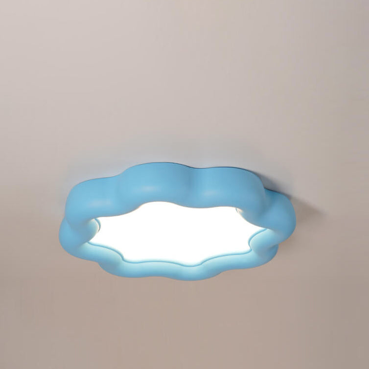 Modern Macaron Cloud Shape Resin LED Flush Mount Ceiling Light