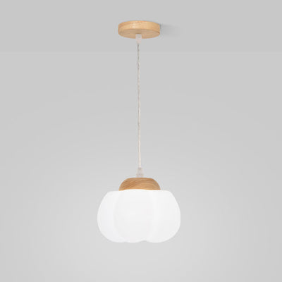 Lustre à suspension 1 lumière en bois avec abat-jour en kapok acrylique pastoral traditionnel français pour chambre 