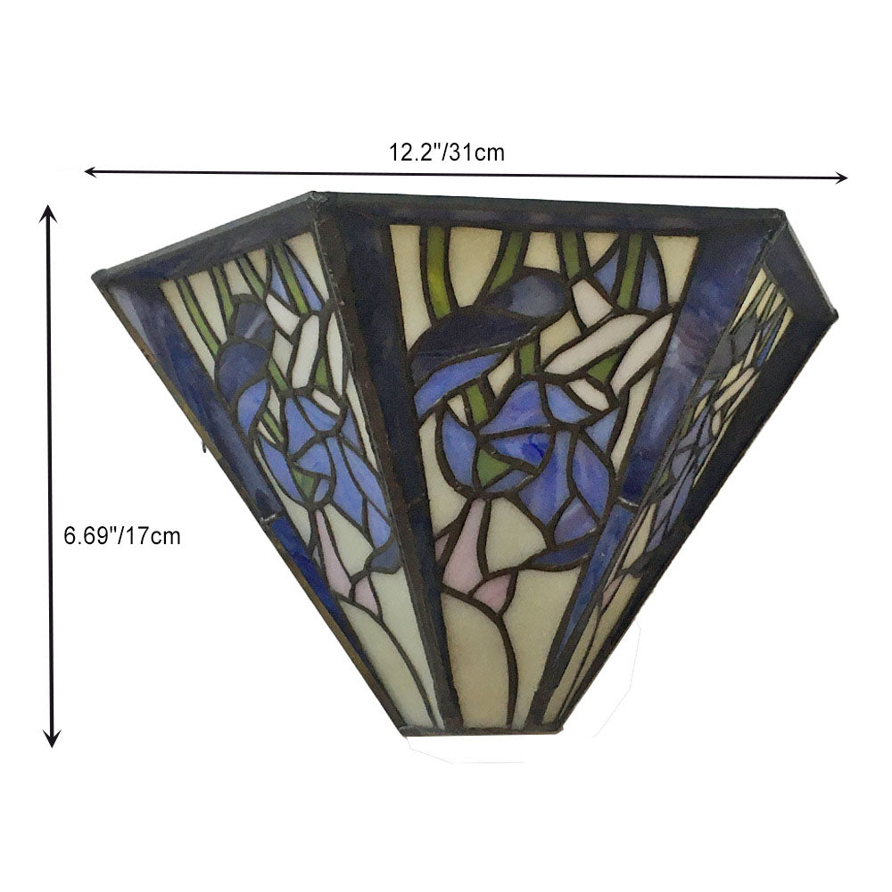 Applique Murale à 1 Lumière en Verre Alliage Tiffany Traditionnel avec Fleur Semi-circulaire et Libellule pour Couloir 