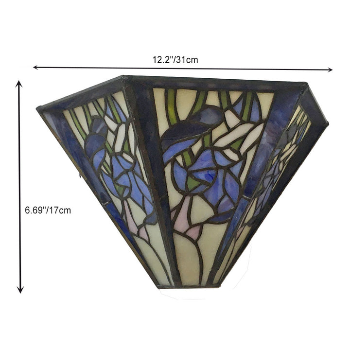 Applique Murale à 1 Lumière en Verre Alliage Tiffany Traditionnel avec Fleur Semi-circulaire et Libellule pour Couloir 