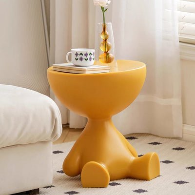 Table d'appoint ronde scandinave contemporaine avec base en PE et ours cartoon pour salon 