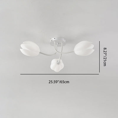 Modern Art Deco Tulip Flower Design 3/7/11/13 Light Semi-Flush Mount Ceiling Light For Living Room