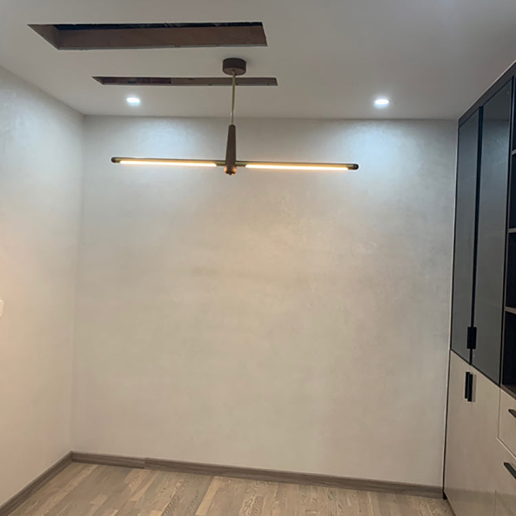 Lámpara de araña de isla de cocina LED contemporánea de cobre latón madera tira escandinava para comedor 