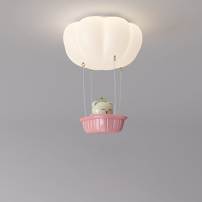 Lumière de plafond LED pour chambre à coucher en forme de montgolfière avec ours en fer citrouille pour enfants de simplicité moderne 